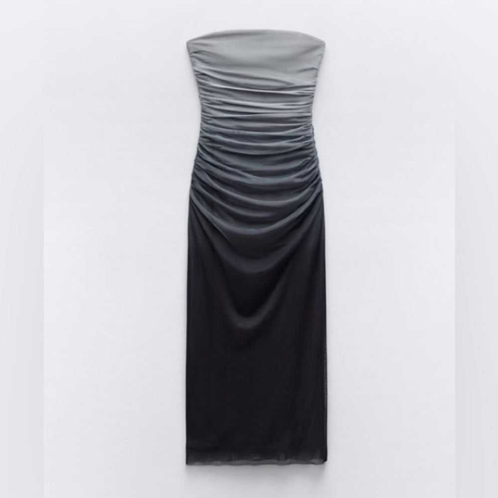 ZARA strapless Printed Tulle Dress